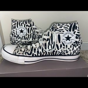 Converse Womens High Top | Animal Print Chuck Taylor All Star Egret Black Egret